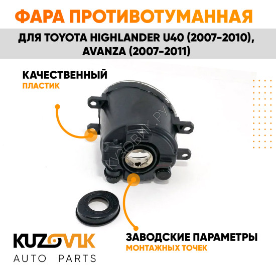 Фара противотуманная правая Toyota Highlander U40 (2007-2010), Avanza (2007-2011) KUZOVIK